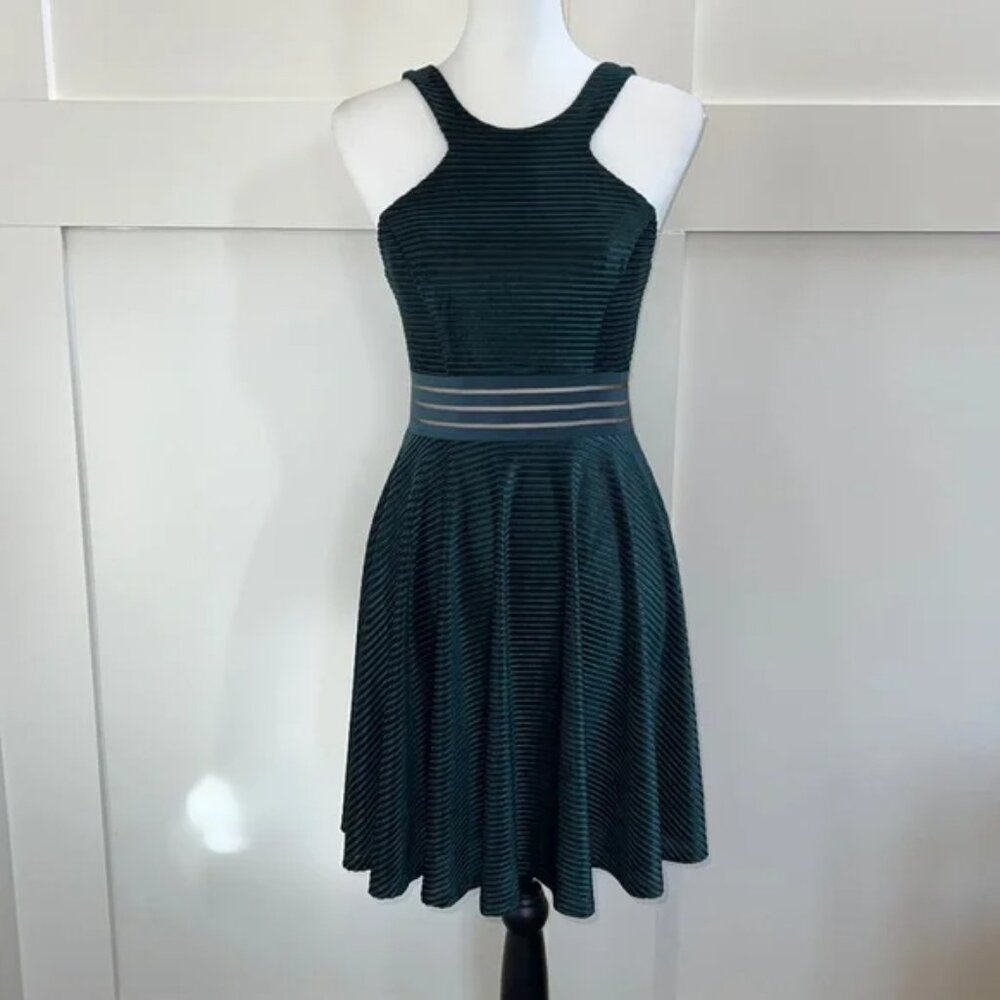 City Studio Velvet Forest Green Halter Dress